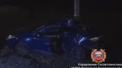 Иномарка влетела в опору ЛЭП на трассе в Яковлевском округе 