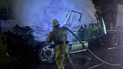 Кабина грузовика сгорела дотла в Яковлевском округе