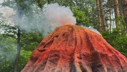 Первый в Белгородской области «живой» вулкан установили в динопарке