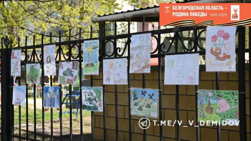 Выставка рисунков под открытым небом открылась в Белгороде к 80-летию Победы